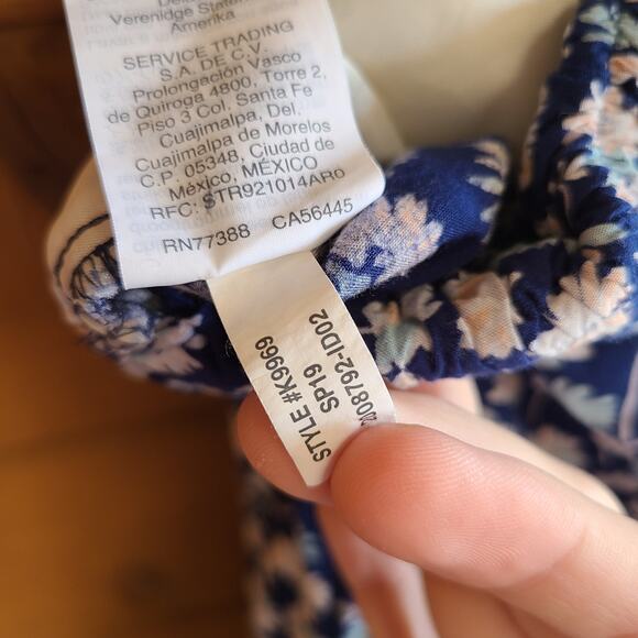 Madewell Huston Pant Pull On Crop Blue French Floral S Wide Leg Boho Cottage - Picture 7 of 8